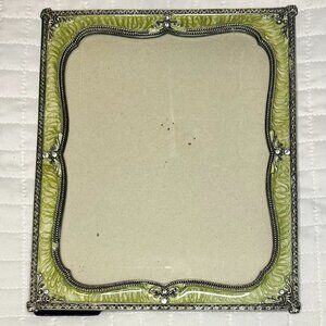 Vintage Green Swirl Enamel & Crystal Ornate Antique Design 8"x10" Picture Frame